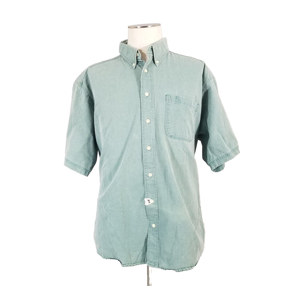 Woolrich shirt mens XL extra large green cotton denim Vintage rugged outdoor USA